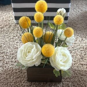 Threshold Faux Floral Arrangement with Yellow and White Blooms